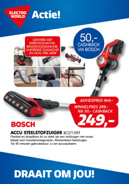 Bosch Accu steelstofzuiger BCS711PET