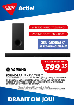 Yamaha Soundbar 25% korting via Yamaha