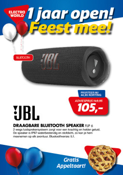 JBL draagbare bluetooth speaker Flip 6 105,- euro