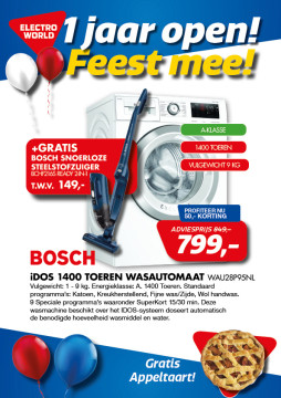 Bosch wasautomaat met gratis steelstofzuiger